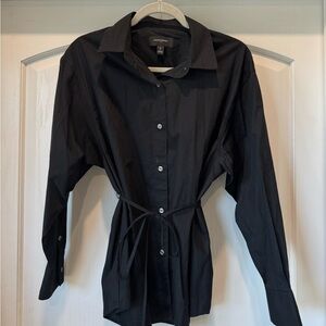 Banana Republic Black Button-Up Shirt Dress with Tie